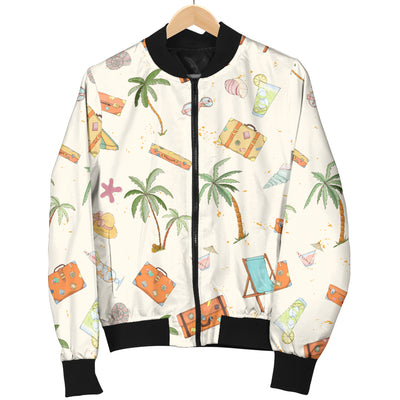 Beach Themed Pattern Print Design 05 Women's Bomber Jacket