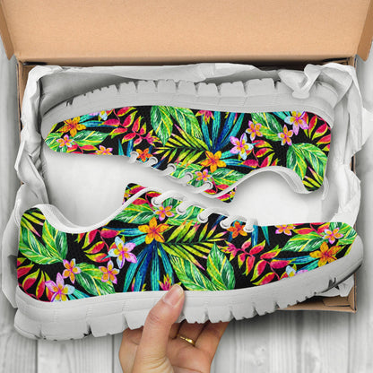 Heliconia Pattern Print Design HL09 Sneakers White Bottom Shoes