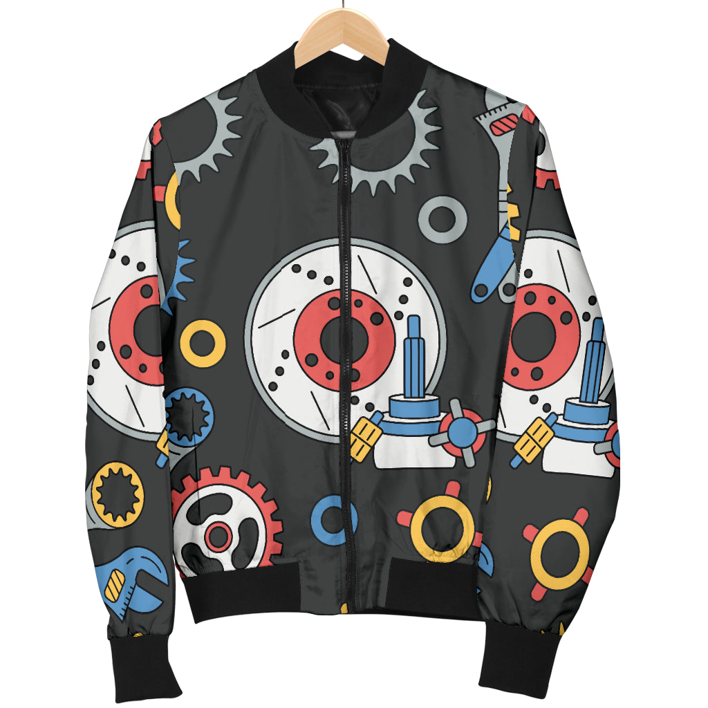 Mechanic Pattern Print Design 01 Women's Bomber Jacket