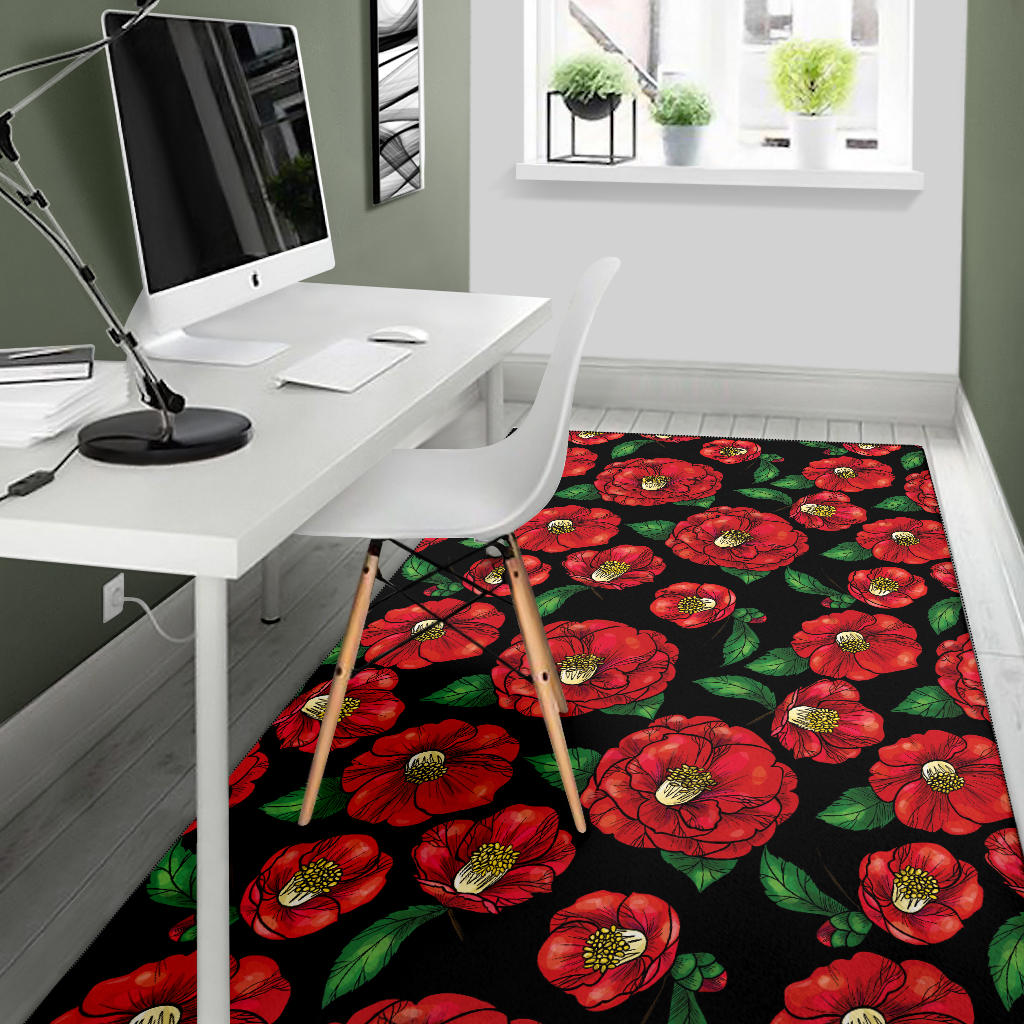 Camellia Pattern Print Design CM07 Area Rugs