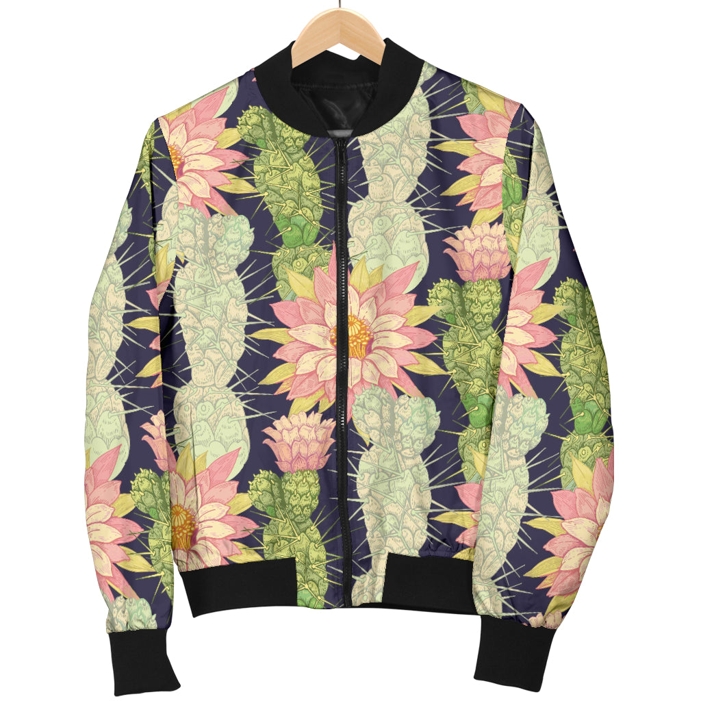 Cactus Pattern Print Design 01 Women's Bomber Jacket