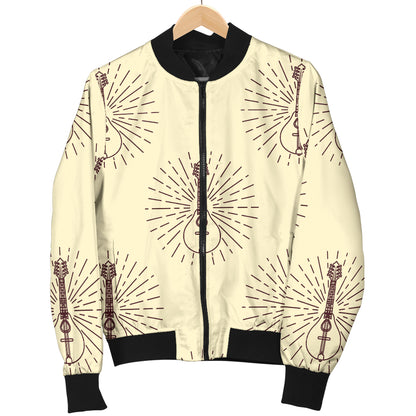 Mandolin Pattern Print Design 02 Women's Bomber Jacket