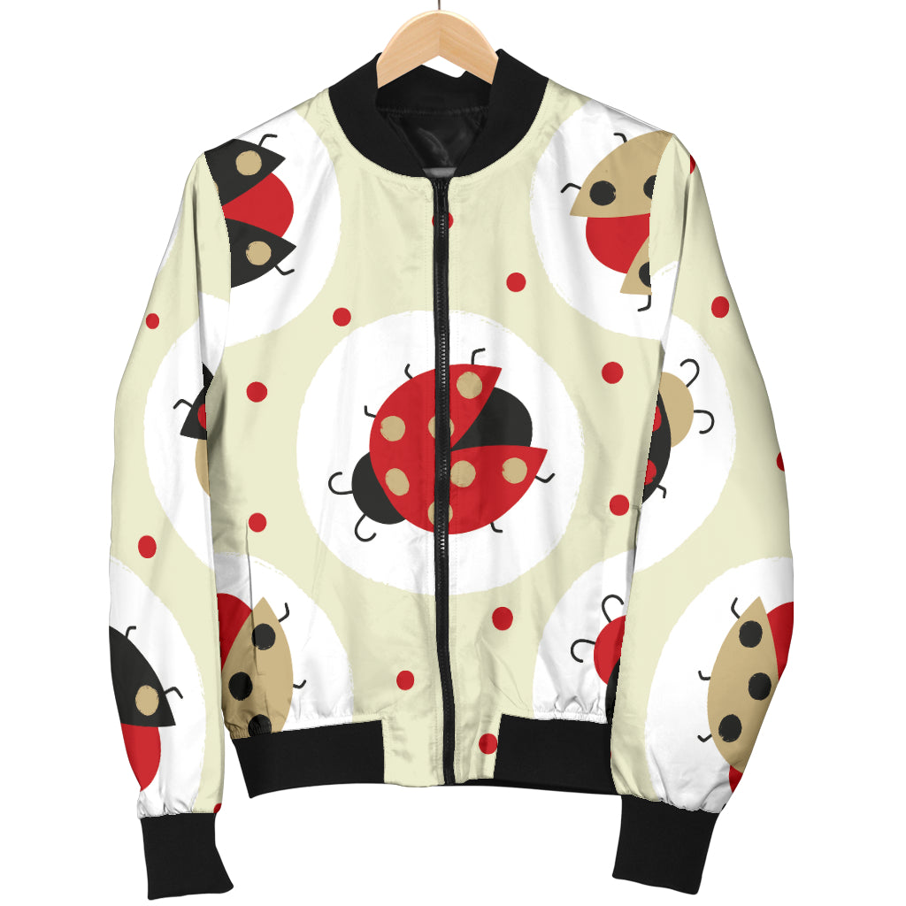 Ladybug Pattern Print Design 03 Women's Bomber Jacket