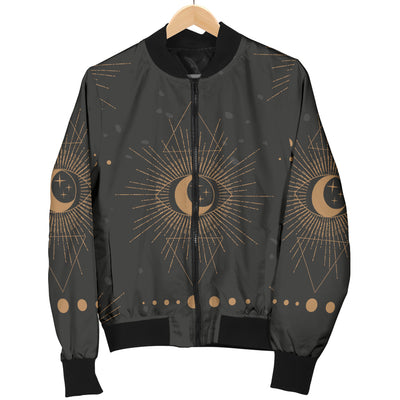 Moon Boho Pattern Print Design 02 Women's Bomber Jacket