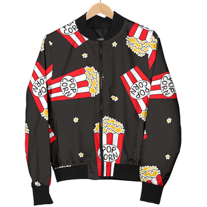 Popcorn Pattern Print Design A01 Women's Bomber Jacket