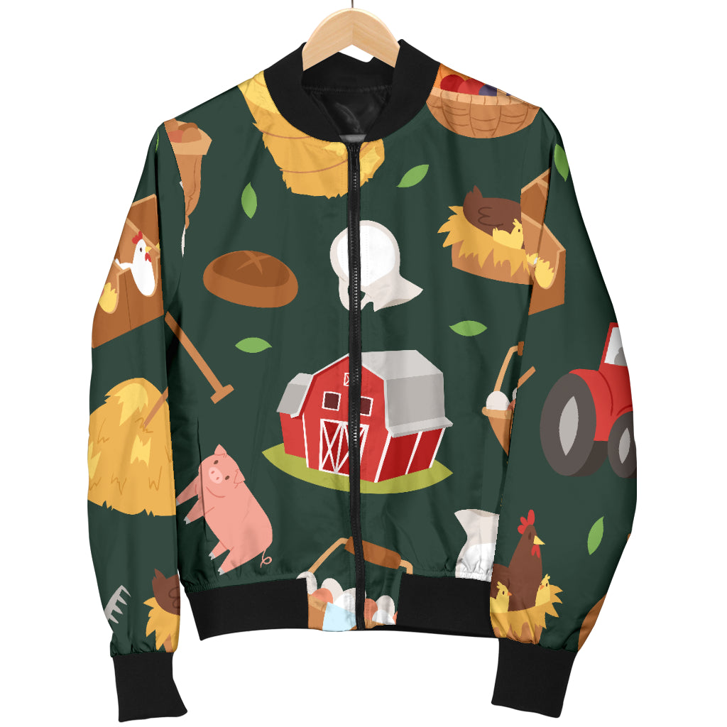 Agricultural Farm Print Design 02 Women's Bomber Jacket