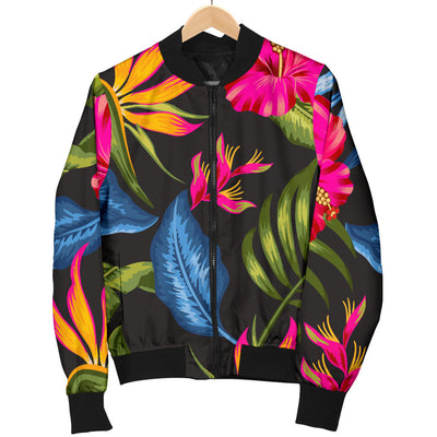 Bird Of Paradise Pattern Print Design BOP014 Women Bomber Jacket