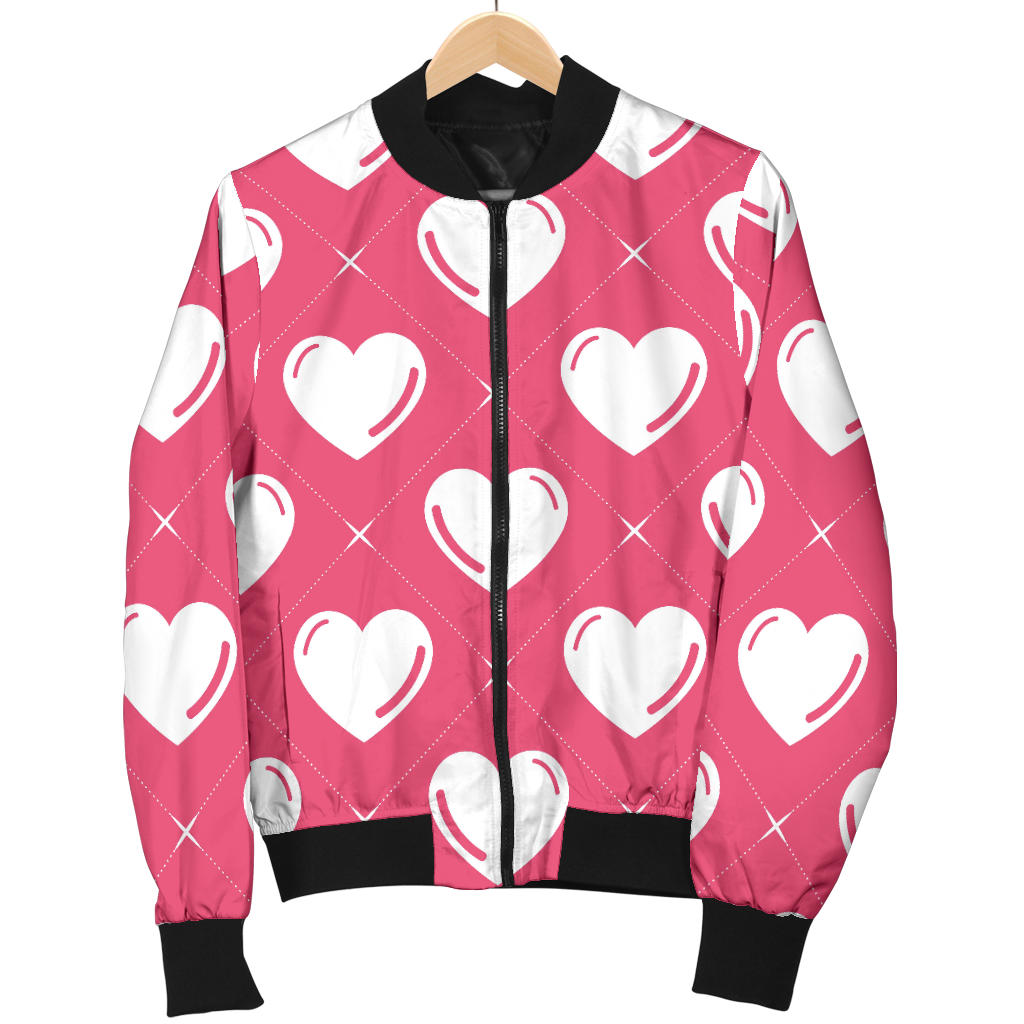 Heart Pattern Print Design HE07 Women Bomber Jacket