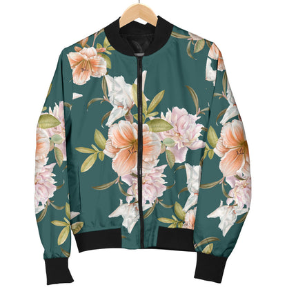 Iris Pattern Print Design IR01 Women Bomber Jacket