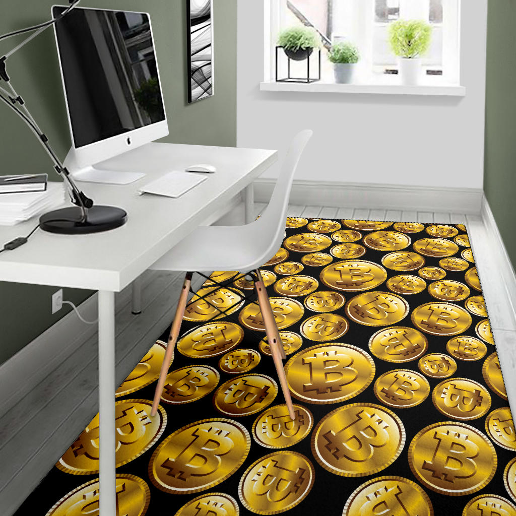 Bitcoin Pattern Print Design DO05 Area Rugs