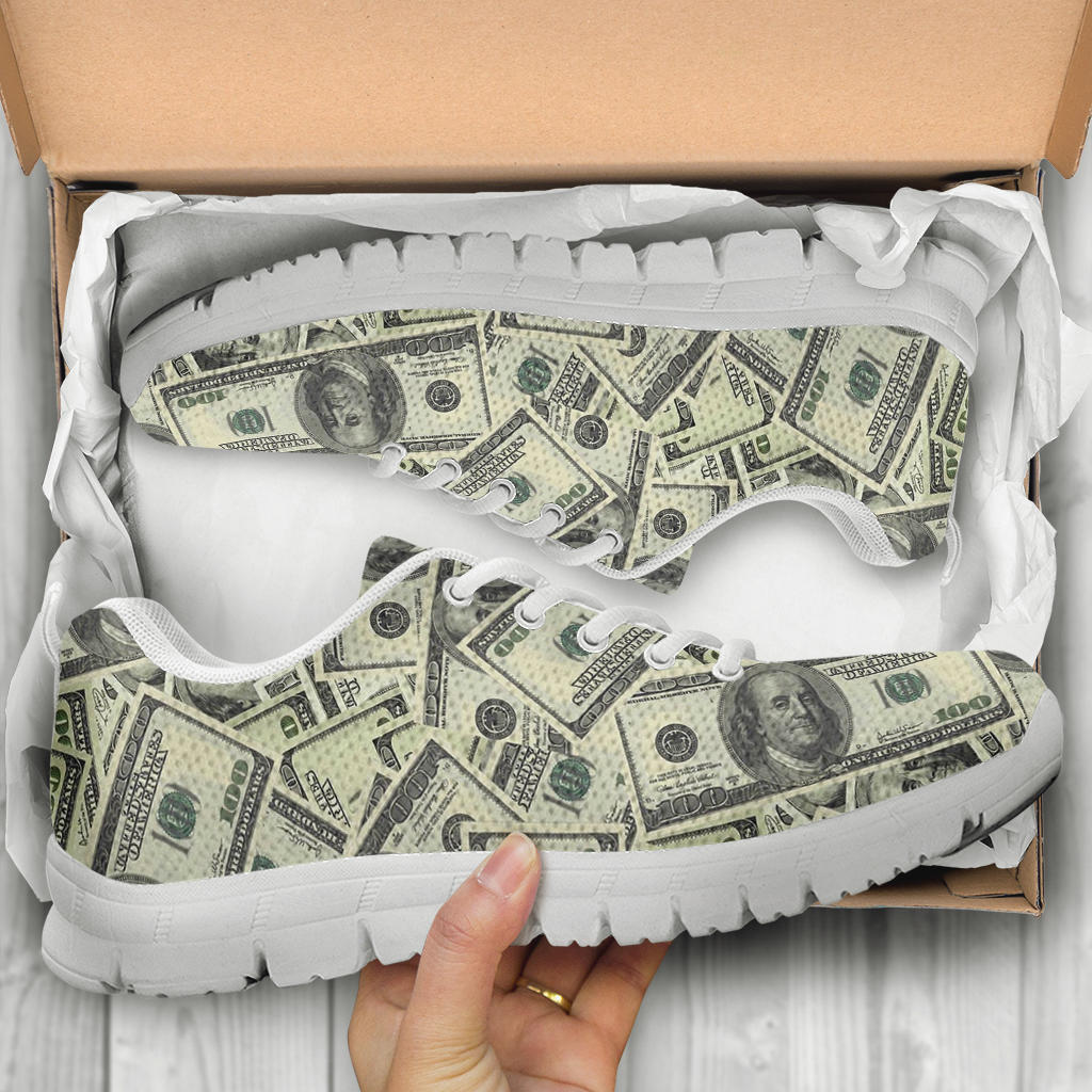Dollar Pattern Print Design DO02 Sneakers White Bottom Shoes