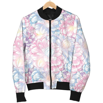 Dahlia Pattern Print Design 01 Women's Bomber Jacket