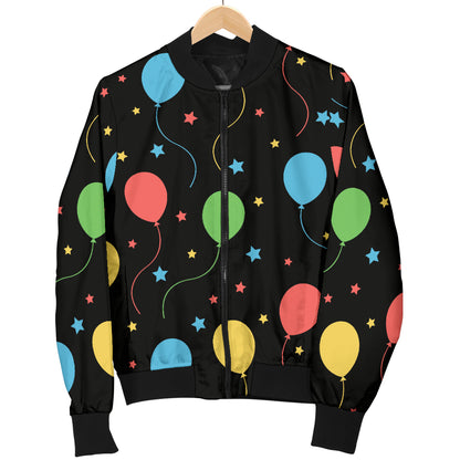 Ballon Colorful Pattern Print Design 04 Women's Bomber Jacket