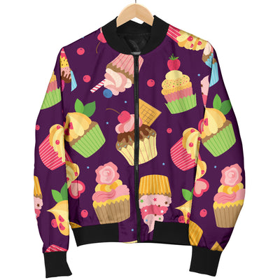 Cupcake Pattern Print Design 05 Women's Bomber Jacket