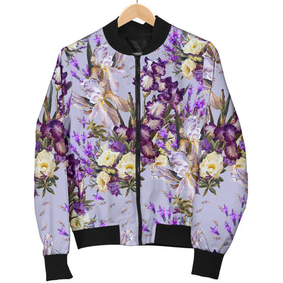 Iris Pattern Print Design IR07 Women Bomber Jacket