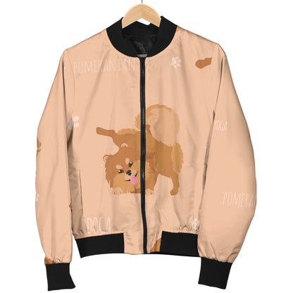 Pomeranians Pattern Print Design A06 Women's Bomber Jacket