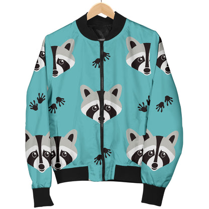 Raccoon Pattern Print Design A01 Women's Bomber Jacket
