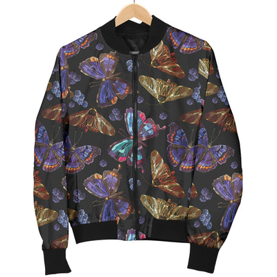 Butterfly Pattern Print Design 013 Women's Bomber Jacket