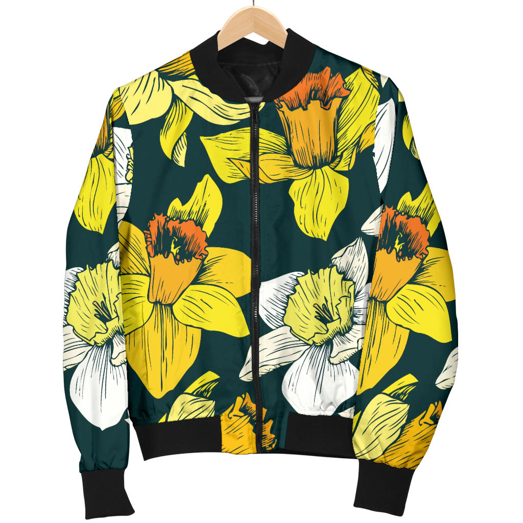 Daffodils Pattern Print Design DF02 Men Bomber Jacket