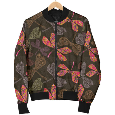 Dragonfly Pattern Print Design 02 Women's Bomber Jacket