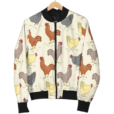 Chicken Pattern Print Design 05 Women's Bomber Jacket