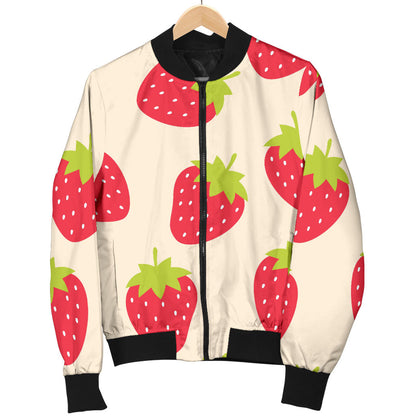 Strawberry Pattern Print Design SB02 Women Bomber Jacket