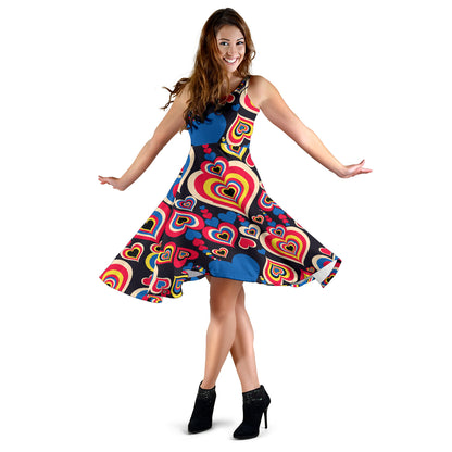 Heart Pattern Print Design HE08 Midi Dress