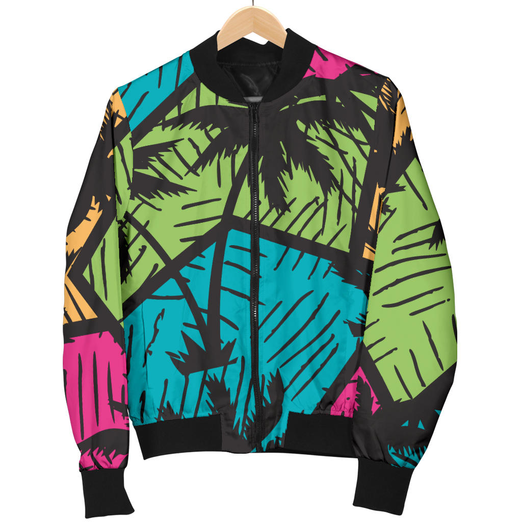Palm Tree Pattern Print Design PT09 Women Bomber Jacket