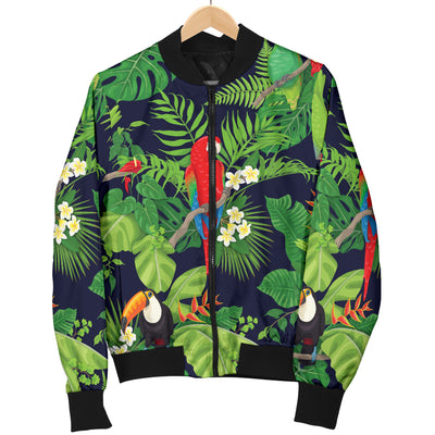 Rainforest Parrot Pattern Print Design A03 Women's Bomber Jacket
