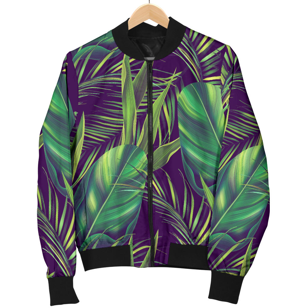 Palm Leaves Pattern Print Design PL03 Men Bomber Jacket