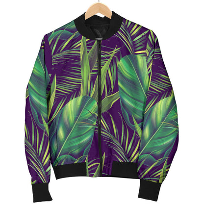 Palm Leaves Pattern Print Design PL03 Men Bomber Jacket