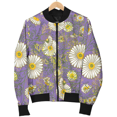 Daisy Pattern Print Design DS011 Women Bomber Jacket