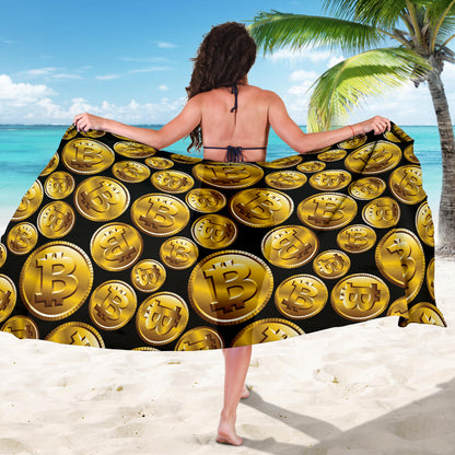Bitcoin Pattern Print Design DO05 Sarong Pareo Wrap