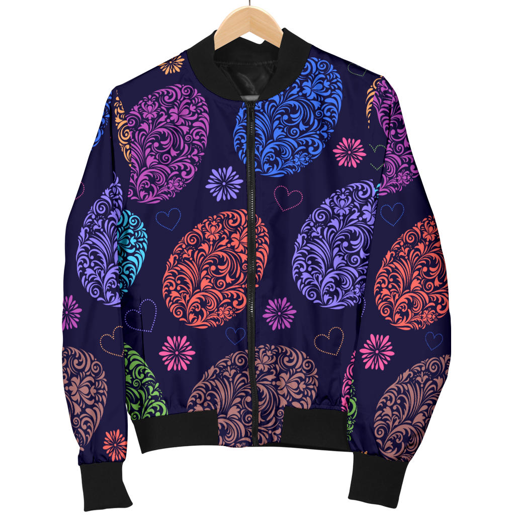 Easter Eggs Pattern Print Design RB012 Women Bomber Jacket