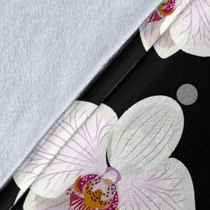 Orchid White Pattern Print Design OR09 Fleece Blanket