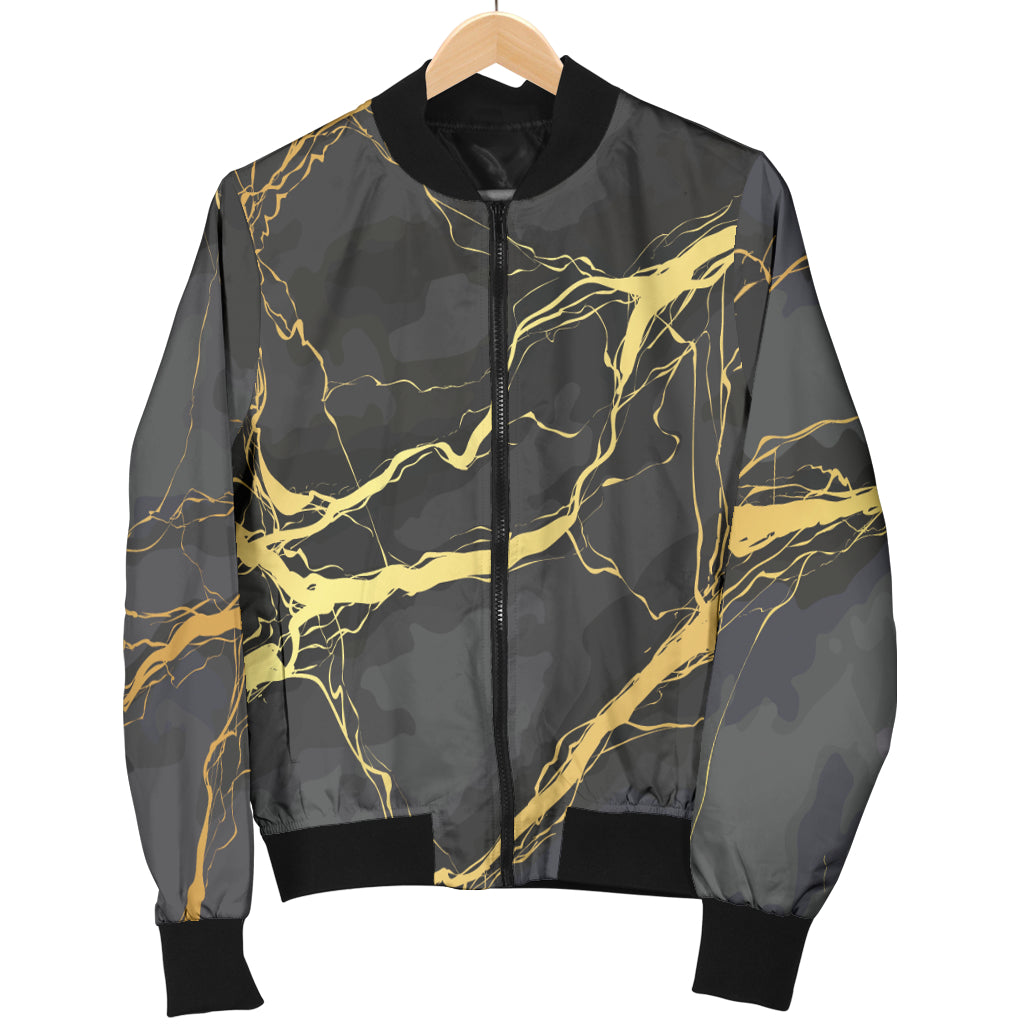 Marble Pattern Print Design 02 Women's Bomber Jacket