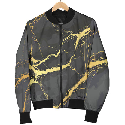 Marble Pattern Print Design 02 Women's Bomber Jacket