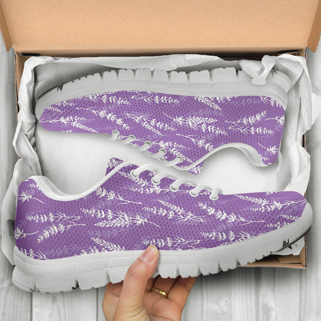 Lavender Pattern Print Design LV08 Sneakers White Bottom Shoes