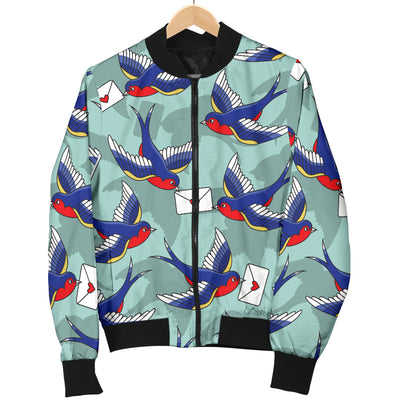 Swallow Bird Pattern Print Design 02 Women's Bomber Jacket