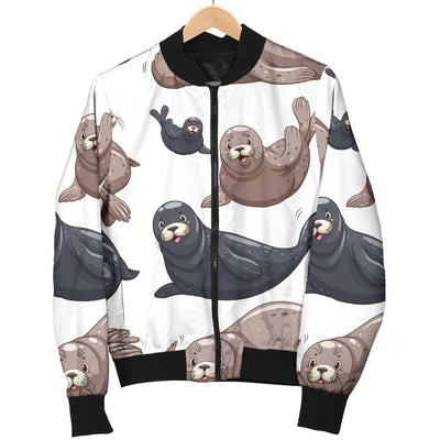 Sea Lion Pattern Print Design 02 Women's Bomber Jacket