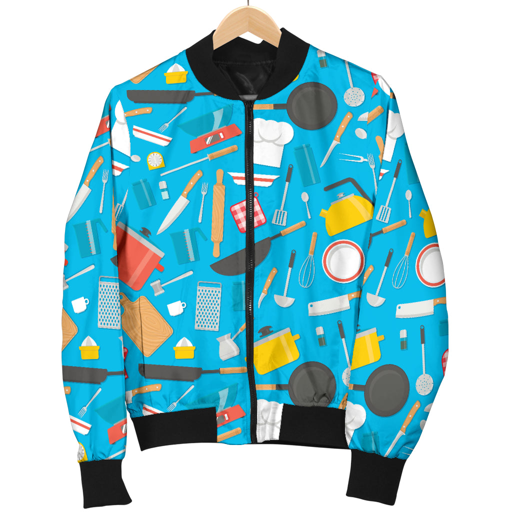 Cooking Kitchen Tools Pattern Print Design 03 Women's Bomber Jacket