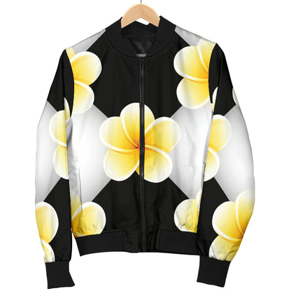 Plumeria Pattern Print Design A04 Women's Bomber Jacket