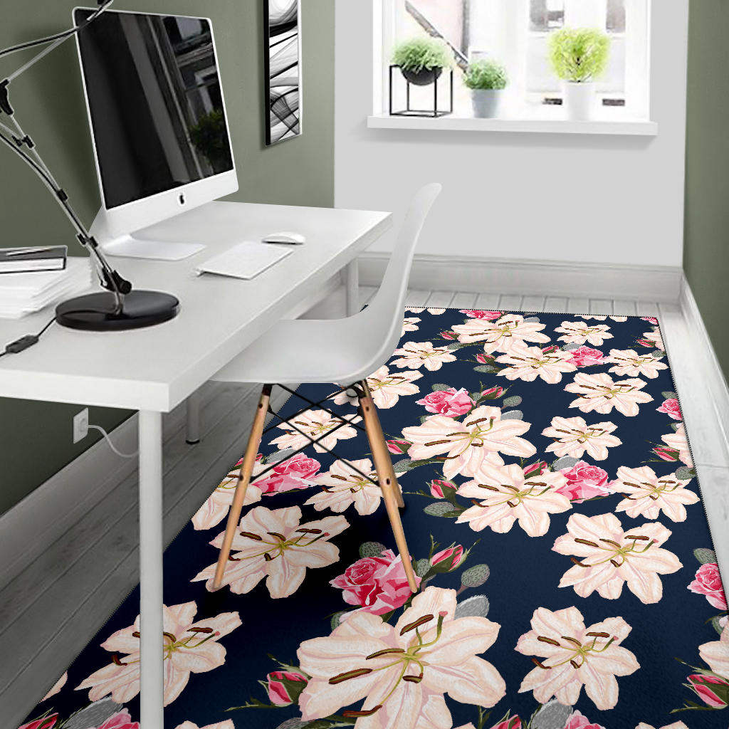 Lily Pattern Print Design LY04 Area Rugs