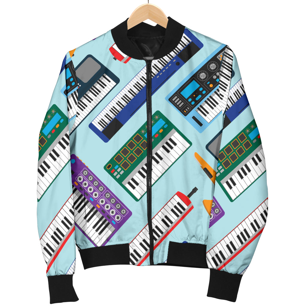 Synthesizer Pattern Print Design 02 Women's Bomber Jacket