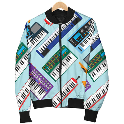 Synthesizer Pattern Print Design 02 Women's Bomber Jacket