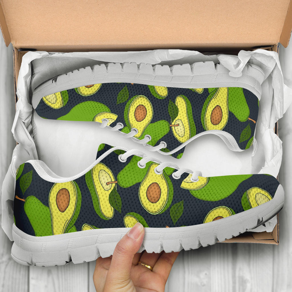 Avocado Pattern Print Design AC013 Sneakers White Bottom Shoes