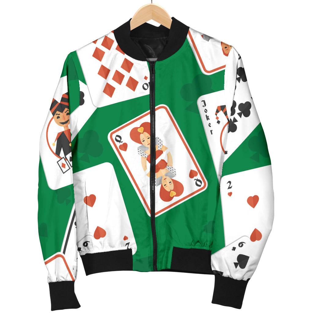 Poker Cards Pattern Print Design A03 Women's Bomber Jacket