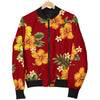 Orange Hibiscus Pattern Print Design HB026 Men Bomber Jacket