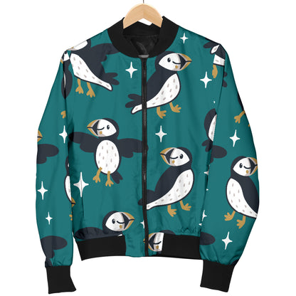 Puffin Pattern Print Design A05 Women's Bomber Jacket
