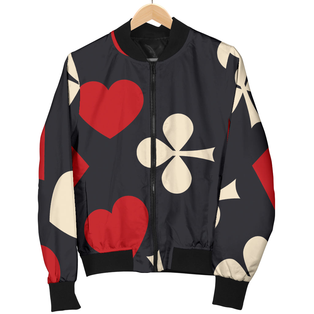 Poker Cards Pattern Print Design A02 Women's Bomber Jacket